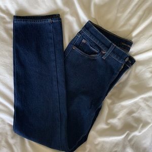 Lucky Mid Rise Straight Cut Dark Wash Denim